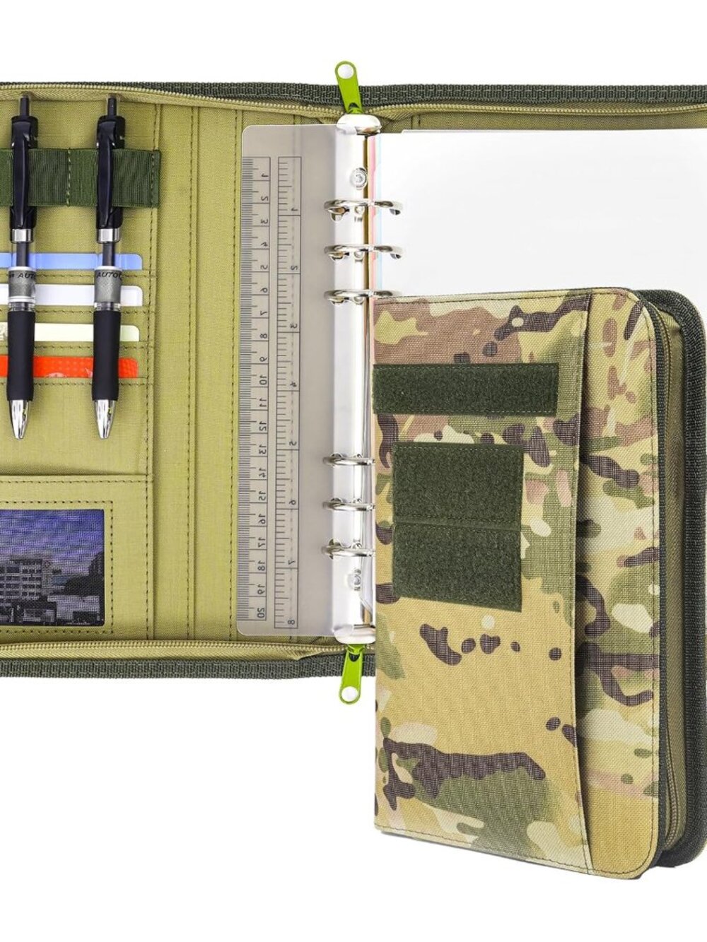 Army Military Padfolio Ring Binder With Zippered Portfolio Organizer And Tactica